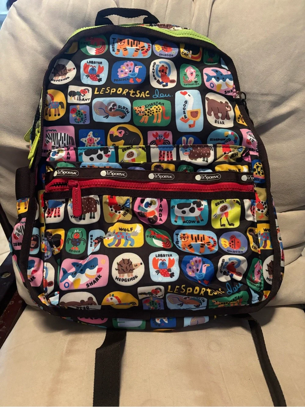 LeSportsac Kids Animal Print Backpack - Black with Multicolor Icons